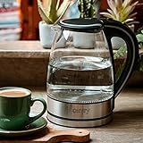 Glas Edelstahl Wasserkocher exclusive blaue LED Innenbeleuchtung 1,7 Liter 360° kabellos - 5